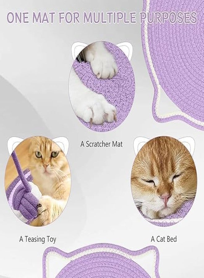 NETZILLA NAVA PAVA Cotton Thread Cat Mat, Hand Woven Cartoon Cat Scratch Pad with Catnip Ball Comfortable Cotton Thread Mat Cat Claw Sharpening Pad for Cats Kittens - Image 4